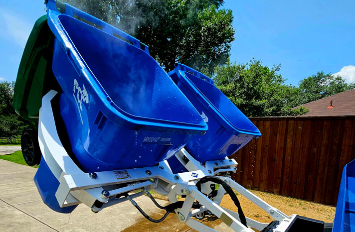 Cleaning and disinfecting trash bins